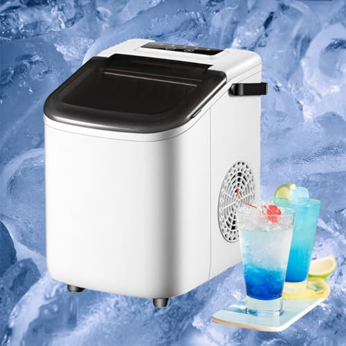 FJYAWEN Macchina per Il Ghiaccio da Banco, 9 Cubetti Pronti in 7 Minuti, 10 kg in 24 Ore, Bevanda, Cocktail, Macchina per Il Ghiaccio Autopulente per Bar, Feste, Roulotte, Casa