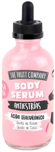 The Fruit Company - Body Sérum Corporal Antiestrías Crema Push Up para tus Caderas | Aroma FRESA NATA Ácido Hialurónico 120ml con Aceite de Rosas y Aceite de Coco