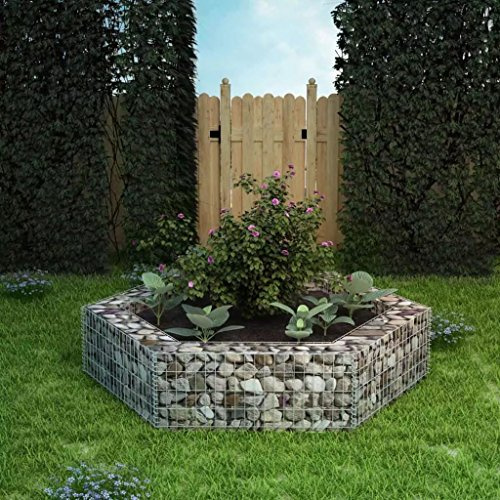 heybb Lit surélevé à Gabion hexagonale 200x173x40 cm,Bordure Pierre,Kit Gabion,Gabion Jardiniere