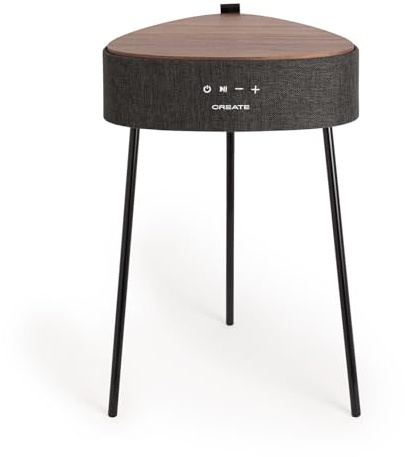 CREATE / Speaker Table 180 / Table Haut-Parleur Bois foncé/Bluetooth, Chargeur de Smartphone sans Fil, Technologie Qi, Sortie AUX, Mp3, WMA et WAV, Batterie Li-ION 2200mAh, 88W