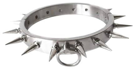 ZTHBYSB Edelstahl Bondage Halsband mit Spikes Abschließbar Slave Collar O- Ringe Sklave Fetisch Halskette Sexspiel SM Restraints Set für Paare Frauen Männer,Silber,Ø11.7cm