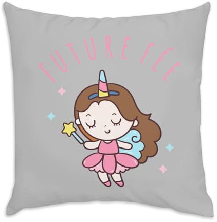 Kissen aus grauem Samt – Future Fee Kinder Süße Prinzessin – 40 x 40 cm – samtiges Gefühl – Bezug und Kissen inklusive