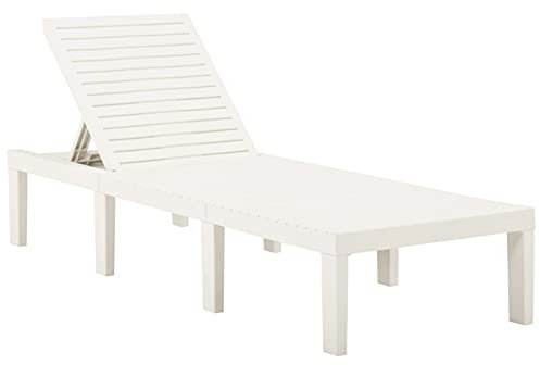 Iiaky Sonnenliege Kunststoff Weiß Sonnenliege Gartenliege Wellnessliege Strandliege klappbar mit Sonnenschutz