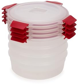 Joseph Joseph Nest Lock Runde Frischhaltedosen Kunststoff mit Deckel, 4 Stück Vorratsdosen Set, Aufbewahrungsbox & Küchen Organizer, Meal Prep Boxen, 1L