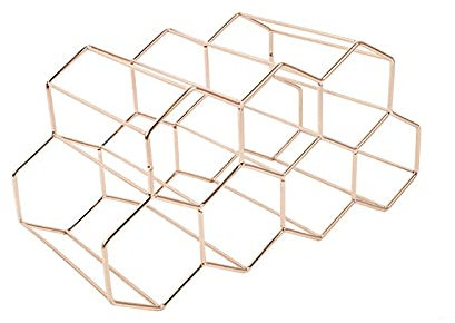 Sechseckiges Weinregal für den Tisch, 7 Flaschen, Weinhalter aus Metall mit Wabenstruktur in Schwarz, Silber und Gold, Flaschenregal für die Arbeitsplatte zur Schmuckpräsentation, Großhandel