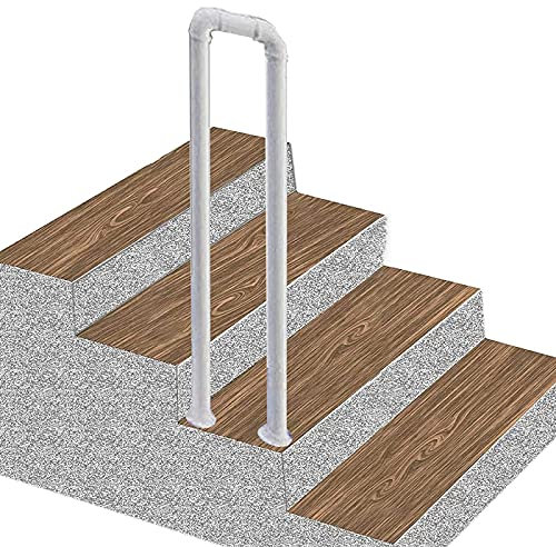Pasamanos de hierro forjado para escalones al aire libre y barandillas de escalera de interior, barandillas antideslizantes para porche, cubierta, diseño en forma de U, 85 cm, color blanco, 1 paquete