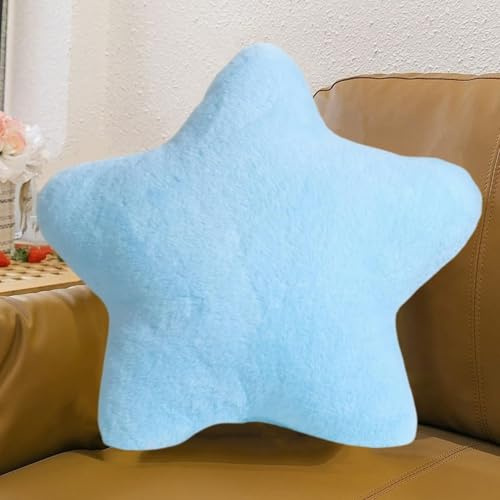 AQCQDQ Kuschelkissen Kinder, Sternkissen, Kissen Stern Kinderzimmer, Weiche Flauschiges Sternform Dekokissen für Mädchen und Jungen (Blau,30 cm)