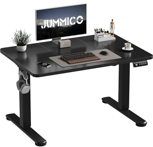 JUMMICO Electric Standing Desk 100 x 60 cm Home Office Height Adjustable Desk, Computer Lift Table with Smart Panel, Sit Stand Desk with Height Memory, Black