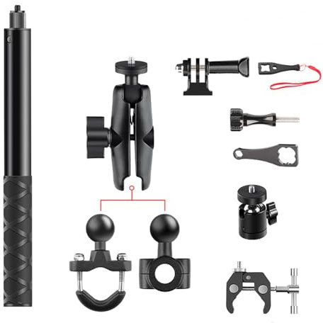 NEWFUN Support Camera, Accessoire pour insta360 x4, Kit Moto pour insta360 x4,X3,X2,Rotation à 360 degrés, Support Moto, Compatible avec Plusieurs Appareils