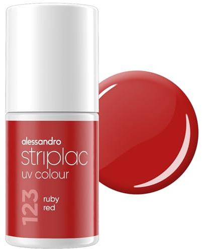 alessandro Striplac Peel-Off UV Gel Nagellack, Ruby Red, 6,5ml | Hochpigmentierter UV Gel Nagellack, bis zu 15 Tage Halt, kratzfest, acetonfrei & abziehbar, HEMA-frei & vegan