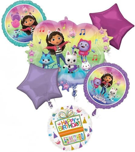 Gabby Lot de 6 décorations pour fête d'anniversaire Motif chats et maison de poupée