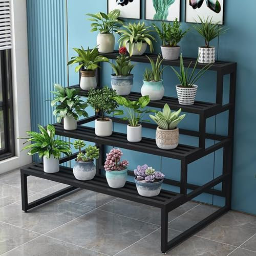 AZHANGYB Scaffale Portafiori Ferro Battuto Elegante, Fioriera da Esterno Porta Vaso da Interno Scaffale Porta Piante Fioriera Verticale per Orchidee Balcone Giardino (B 80X80X100cm)