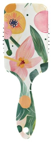 Tropische Blätter und Blumen, antistatisches Kopfmassagegerät, Kopfmassagegerät, Kopfmassagegerät für Haarausfall, mit ergonomischem Griff, cepillo para pelo rizado