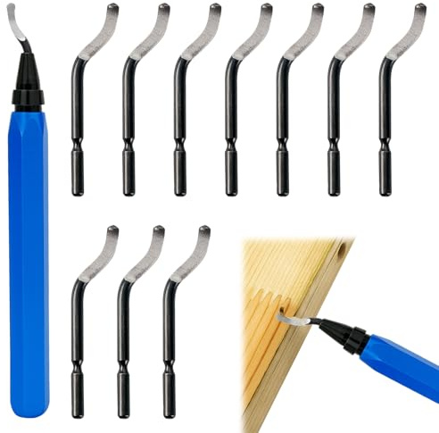 1 PCS Pipe Deburring Tool Set, 3D Printer Tools Deburring Tools for Metal, Plastic, PVC, Copper, Steel, Aluminum Alloy Handle with 360° Rotating Head and 10 Replacement Blades for Burr Removal
