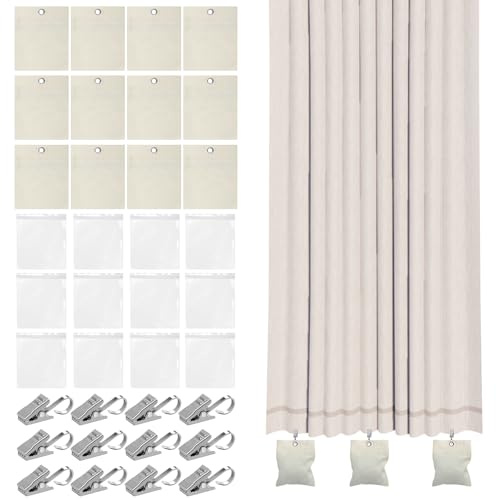 Vorhang Beschwerer Outdoor,12Stk Gardinenbeschwerer,Beschwerer für Vorhänge Outdoor,Gewichte Tischdecke Mit Metallklemmen Selbstklebender Verschluss Gewichtstasche für Garten Pavillon Terrasse