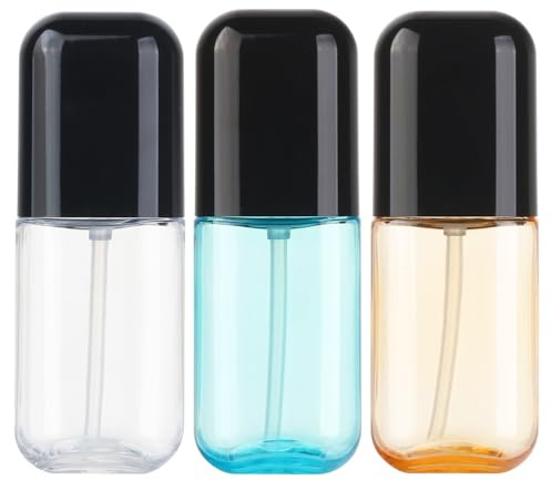 Travel Spray Bottle 3 Pack 2.7oz/80ml Portable Plastic Small Spray Bottles Refillable Mini Spray Bottle Empty Fine Mist Spray Bottles for Makeup Removers, Perfume, Essential Oils Toners Rose Waters