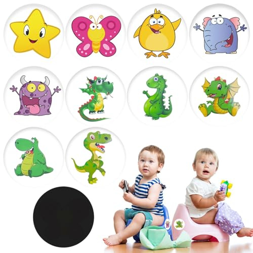 10 Pcs Potty Training Sticker, Toilet Target Potty Stickers for Boys Girls Kids, Thermochromic Color Changing Fun Sticker, Reusable Potty Seat Sticker