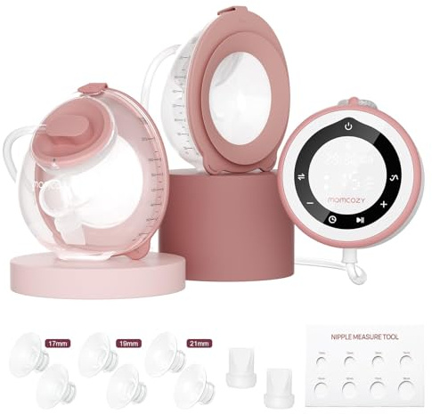 Momcozy V1 Pro Tire lait Electrique, Aspiration 300 mmHg, Collecteurs gradué 230 mL, Électrique mains libres silencieux, Tétons DoubleFit anti-fuite, 3 rythmes × 15 niveaux