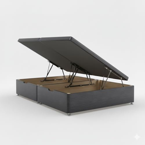 HB-1 Ottoman Storage Bed - Luxury Divan Small Double Bed - Soft Plush Velvet Side Gas Lift Up Divan Bed Base, Ottoman Frame with Solid Base and Side Lift Bed (Steel Plush, Small Double 4FT)