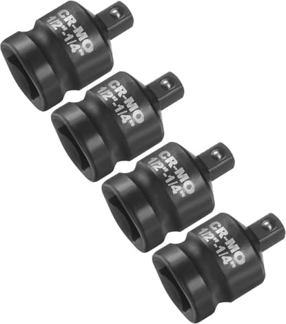 sourcing map 4pcs Impact Socket Adapter 1/2 Female to 1/4 Male Square Drive Reducer Standard SAE CR-MO Steel Converter Impact Driver Ratchet Wrench Breaker Bar Conversion, Black