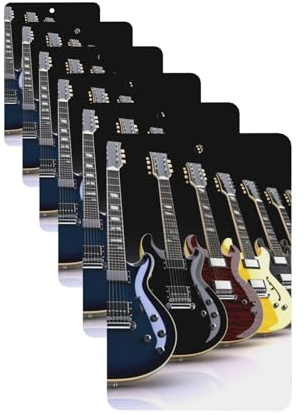 Electric Guitar Car Air Fresheners 6 Pcs Funny Hanging Car Air Fresheners Cute Long Lasting Scented Mirror Hanging Decoration Ornaments Gift Auto Interior Decor For Men Women Rectangle