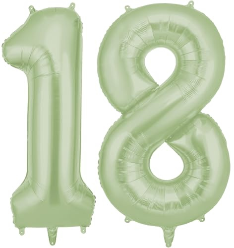 AOOSU Ballon d'Anniversaire 18 Ans Couronne Vert Olive, Foil Ballon Numéro Chiffre 101cm, Gonflable Hélium, Deco Anniversaire 18 Ans Grand Ballons pour Fête Party Mariage