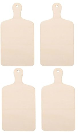 WOONEKY 4Pcs Mini Wooden Cutting Boards for DIY Craft Wood Chips Unfinished Multi-Use Graffiti Boards Small Woodcrafts for Home Art Projects