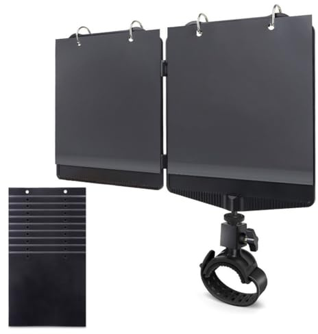 Lawnoval Soporte ajustable para música de banda de marcha con carpeta abatible, metal y ABS, clarinetes, oboes, trompetas, negro, 19 x 16 cm