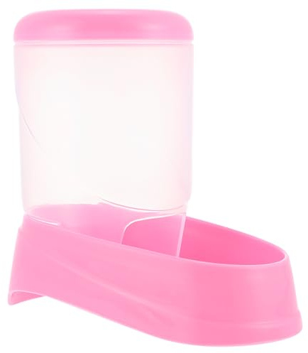 HINTRMENT Automatic Hamster Feeder Small Pet Supplies Anti-tip Food Dispenser with Refillable Basin for Hedgehogs and Guinea Pigs, Pink Feeding Bowl for Small Animals