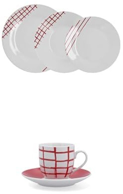 Lote de Quid Kansas Vajilla Porcelana Apto Microondas Apilable + Quid Kansas Set 6 Tazas Con Plato Porcelana Apto Microondas