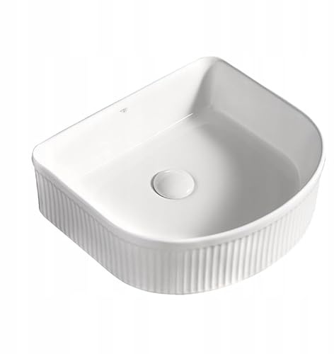 Generisch Lavabo da appoggio in ceramica scanalato bianco lucido, 39 x 39 cm
