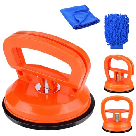 QCGNIUI Ventosas para Coche Saca, 5 Piezas Ventosas Sacabollos Coche Bollos de Chapa con Guante y Toalla para Coche, Carrocería, Cristal, Azulejos y Movimiento de Objetos (1 Grande + 2 Pequeñas)