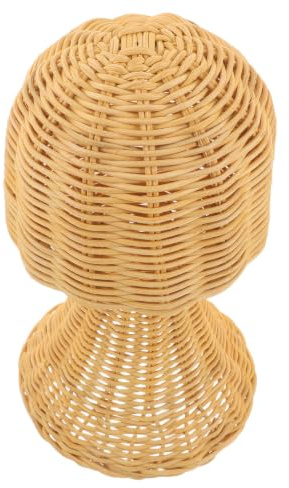 TOYANDONA Vävd Rattan Hattställ med Realistisk Dockhuvudform och Modulär Stapelbar Design för Peruk Hattvisning i Frisörsalonger och Butiksorganisation