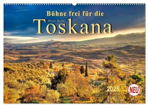 Bühne frei für die Toskana (Wandkalender 2026 DIN A2 quer), CALVENDO Monatskalender: Malerische, sanfte Hügellandschaft mit Weinbaugebieten, ... Klima - die Toskana. (CALVENDO Orte)