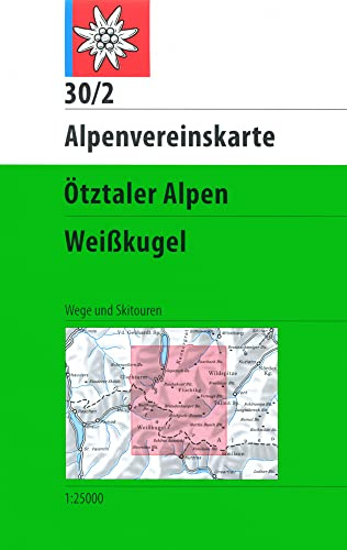 Ötztaler Alpen, Weißkugel: Topographische Karte 1:25.000 mit Wegmarkierungen und Skirouten: Wege und Skitouren. Topographische Karte (Alpenvereinskarten)