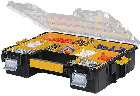 DEWALT Small Parts Organizer, Hardware Storage Box with Removable Dividers, 10-Compartment (DWST14825)