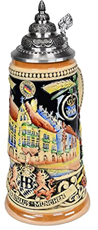 HB Hofbräuhaus München Jarra de cerveza alemana Múnich Hofbräuhaus München HB con relieve, jarra 0,5 litros King Werk KI 1000175