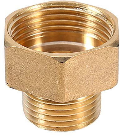 Brass Tap Connector 1/2PT Male to 3/4PT Female Garden Hose Adapter Hex Bushing Reducer for Water Pipe (1/2PT Male and 3/4PT Female)