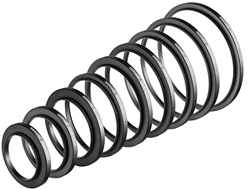 Neewer 9 Stück Objektiv Filter Ringe Set, aus eloxiertem Aluminium, enthält: 37-49mm, 49-52mm, 52-55mm, 55-58mm, 58-62mm, 62-67mm, 67-67mm, 8-2.8 35 72-77mm 77-82mm