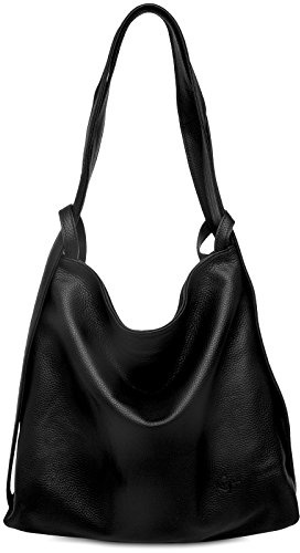 Caspar 2in1 Große Leder Rucksack Schultertasche XL Elegante Damen Handtasche - PREMIUM LINE - Modell No.786 - Made in Italy