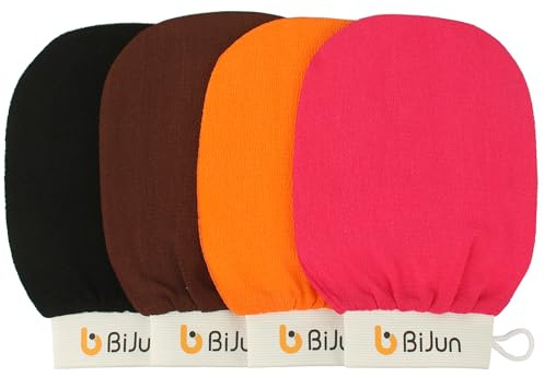 BiJun Exfoliating Glove Moroccan Kessa Scrub Exfoliating Gloves Deep Exfoliating Mitt Body Scrub Premium Scrub Wash Mitt Body Skincare at Home Shower or Bath Exfoliating Mitts for Dead Skin Remover