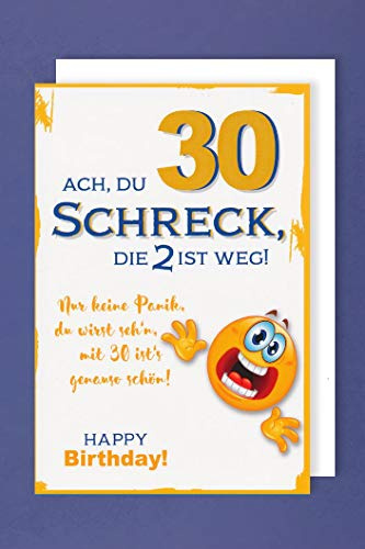 AvanCarte 30 Geburtstag Karte Grußkarte Humor Schreck Panik 16x11cm