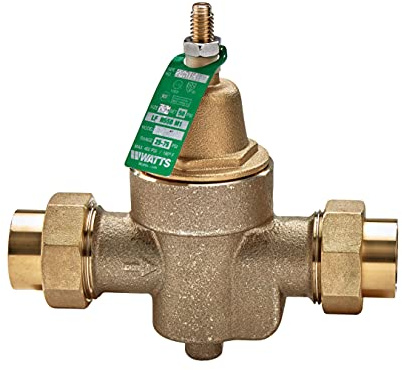 Watts LFN55B-M1 Series 3/4 Lead-Free Cast Copper Silicon Alloy Water Pressure Reducing Valve, NPT Female Union Inlet x NPT Female Outlet, Adjustable Pressure 25 to 75 psi, Maximum 400 psi