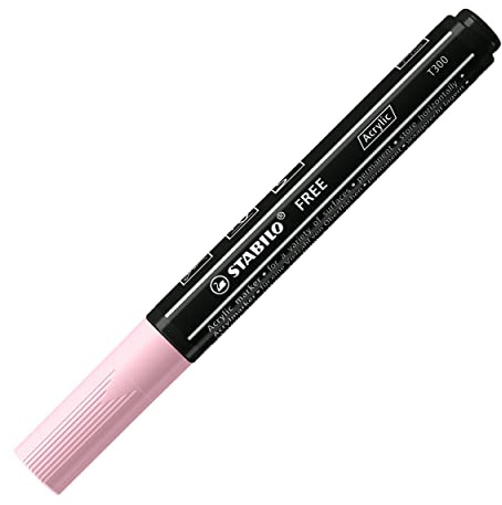 STABILO - Acrylmarker - FREE Acrylic - T300 Rundspitze 2-3mm - 5er Pack - soft rosé