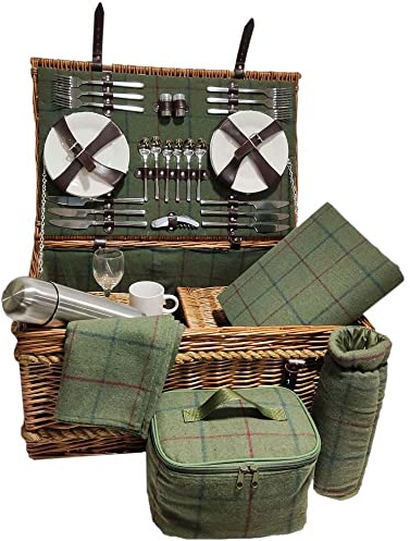 Red Hamper FH125 Picknickkorb mit Seilgriff, für 6 Personen, Tweed, Blau