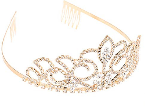 SOLUSTRE Gold Strass Krone für Frauen Kristall Meerjungfrau Crown Princess Tiara für Mädchen Strass Tiara Legierung Krone Stirnband Haarschmuck für Braut Hochzeit
