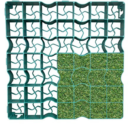 Green Coloured Shed Base Plastic Grid - Ideal Gravel Grid for Driveways, Bike Shed & Garden Shed, Durable Plastic Shed Base - Path Base Mat for Greenhouse Deck Turf Lawn - Only on Amazon 12 Pcks (3m2)