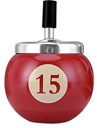 LdawyDE Drehaschenbecher, Ø12CM Thema Billard Stainless Steel Aschenbecher für Draussen Windaschenbecher mit Deckel