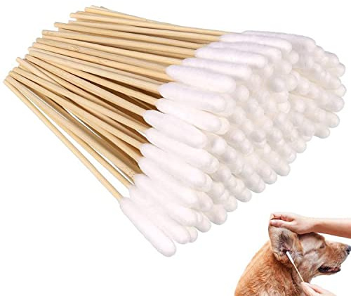trabag 200 Stück Wattestäbchen - Lang Wattestäbchen, Ohrreiniger für Haustiere, Ohrreinigung für Hunde, Ohrreiniger Ohrreinigungsstäbchen für Haustiere Hund, Katze (15 cm)