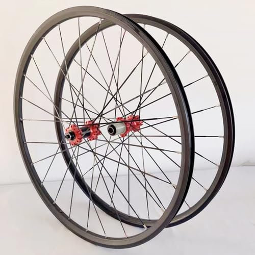 LSRRYD MTB Laufrad Satz 26 27.5 29 Zoll Schnellspanner Scheibenbremse 24H Mountainbike Vorderrad Hinterrad Flache Speichen Kassette Abgedichtete Lagernaben (Color : Black-red, Size : 29inch)